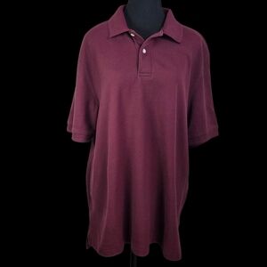 L.L. Bean Deep Burgundy Traditional Fit Short Sleeve Polo Shirt Size L